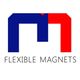Red and blue abstract logo with the text "Flexible Magnets" below.