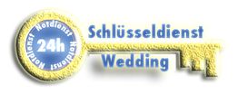 Bild eines gelben Schlüssels mit Text: "Schlüsseldienst Wedding, 24h Notdienst".