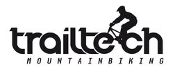 Logo mit Schriftzug "trailtech Mountainbiking" und Silhouette eines Mountainbikers.