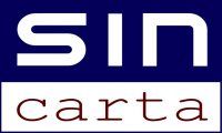 Logo mit den Wörtern "SIN" in Weiß auf Blau und "carta" in Braun auf Weiß.