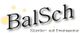 Logo mit Schriftzug "BalSch" und Untertitel "Künstler- und Eventagentur", gelbe Lichtpunkte im Hintergrund.