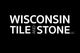 Text reads "WISCONSIN TILE AND STONE LLC" in bold white on a black background.
