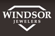 Windsor Jewelers logo with diamond outline on a dark background.