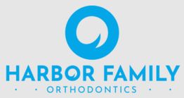 Logo of Harbor Family Orthodontics with a circular blue design above the text.