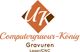 Logo mit Schriftzug "Computergravur-König", braun-weiß, Diamantform, "Gravuren Laser/CNC".