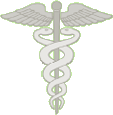 Ein Caducceus-Symbol mit zwei Schlangen und Flügeln, steht für Medizin und Gesundheit.