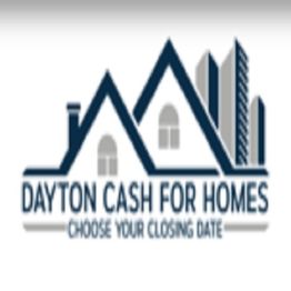 Logo featuring house rooflines and skyscrapers with text: "Dayton Cash for Homes - Choose Your Closing Date".
