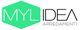 Logo "MYL IDEA ARREDAMENTI" con sfondo esagonale verde.