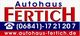 Autohaus Fertich Logo mit Telefonnummer 06841-1721207 und Website autohaus-fertich.de.