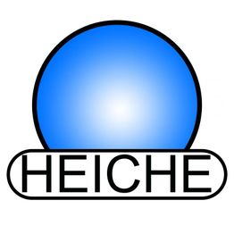 Blaues Kreislogo mit weißem Zentrum und dem Schriftzug "HEICHE" darunter.