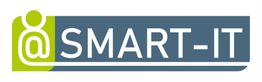 Logo mit stilisiertem "@", Schriftzug "SMART-IT" in Blau auf grauem Hintergrund.