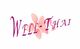 Text: "Well-Thai" in lila auf weißem Hintergrund mit rosa Blume im Hintergrund.