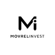 Logo de Movrel Invest avec lettre M stylisée en noir sur fond blanc.