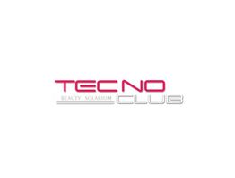 Logo di "TECNO CLUB", testo "Beauty" e "Solarium" in rosato e argentato su sfondo bianco.