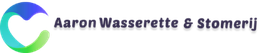 Logo van Aaron Wasserette & Stomerij met kleurrijke C-vorm.