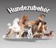 Gruppenbild von Hunden verschiedener Rassen mit dem Schriftzug "Hundezubehör" darüber.