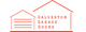 Red outline of two houses with "Galveston Garage Doors" text.