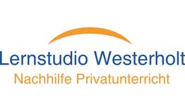 Logo des Lernstudios Westerholt mit orangefarbenem Bogen und Schriftzug "Nachhilfe Privatunterricht".