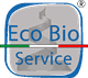 Logo di Eco Bio Service con spirale grigia e linea tricolore italiana.