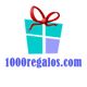 Caja de regalo con lazo rojo y texto "1000regalos.com" en azul.