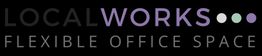 LocalWorks logo with "Flexible Office Space" and colored dots on a black background.