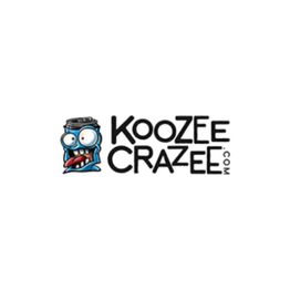 Cartoon character next to "Koozee Crazee" text logo on a white background.