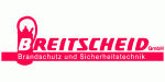 Logo der Firma Breitscheid GmbH mit Text: "Brandschutz und Sicherheitstechnik".