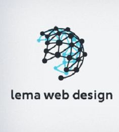 Logo von "lema web design" mit einem stilisierten Netzwerk-Globussymbol.