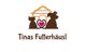 Logo mit Katze, Hund, Herz und Haus, Text: "Tinas Futterhäusl".