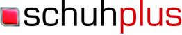 Logo von "schuhplus" mit quadratischem Icon links und rotem Schriftzug.