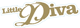 Der goldene Text „Little Diva“ in stilisierter Schrift auf weißem Hintergrund.