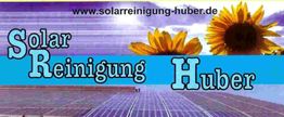 Text "Solar Reinigung Huber" mit Sonnenblumen im Hintergrund.