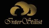 Logo aus goldenen Köpfen und Haaren auf schwarzem Hintergrund, mit dem Text "Inter Stilist".