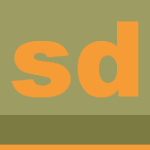 Grafik mit orangefarbenen Buchstaben "sd" auf olivgrünem Hintergrund mit braunem Streifen unten.