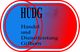 Logo mit den Worten "HUDG Handel und Dienstleistung Gifhorn" auf blau-rotem Hintergrund.