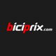 Logo de "biciprix.com" con fondo negro y texto en blanco y rojo.