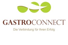 Logo mit Text: "GastroConnect - Die Verbindung für Ihren Erfolg", darüber grüne Kreise und Linien.