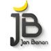 Logo mit den Buchstaben JB und einer Banane darüber, mit dem Text "Jan Benan" darunter.