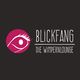 Logo mit rosa Auge und Text: Blickfang - Die Wimpernlounge.