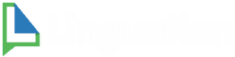Logo mit einem blauen und grünen L-Symbol, daneben steht „Linguation“ in weißer Schrift.