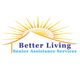 Logo: "Better Living Senior Assistance Services" beneath a stylized sun and roof design.