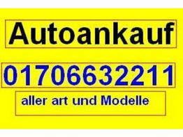 Gelbes Schild mit der Aufschrift "Autoankauf" und Telefonnummer, Ankauf aller Art und Modelle.