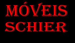 Texto "Móveis Schier" em vermelho sobre fundo preto.
