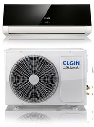 Unidade interna e externa de ar-condicionado Elgin branca.