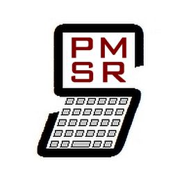 Symbol eines Laptops mit den Buchstaben "PM SR" auf dem Bildschirm.