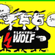 Drei Figuren mit Elektro-Wolf-Shirt, Sprechblasen "Halogen" und "Systeme", gelber Hintergrund.