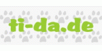 Logo "ti-da.de" in grün auf weißem Hintergrund mit grauen Pfotenabdrücken.