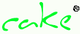 Das Wort "cake" in grüner Schrift mit einem eingekreisten R für eingetragene Marke.