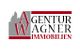 Logo der Agentur Wagner Immobilien mit grauen und roten Elementen.