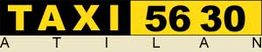 Gelbes Taxischild mit der schwarzen Aufschrift "TAXI 56 30" und darunter "ATILAN".